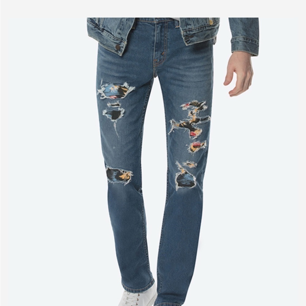 EUC Levi’s 511 Slim Fit Jeans - Blue patchwork Size 31X30